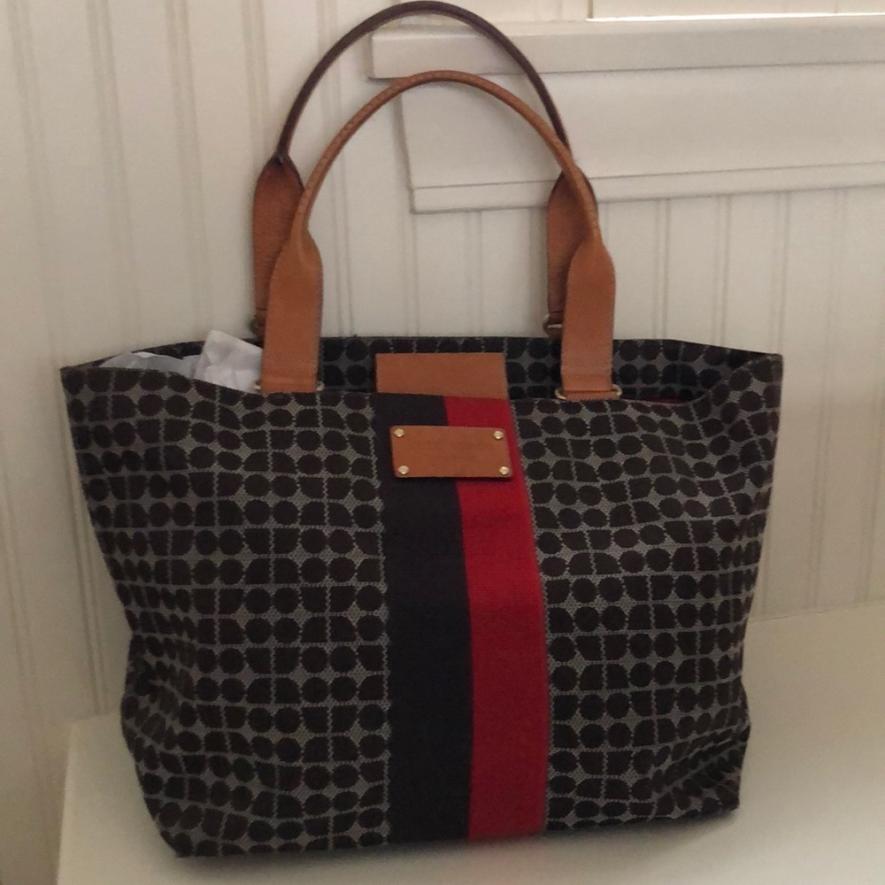 Kate Spade Brown and Red Canvas Bag